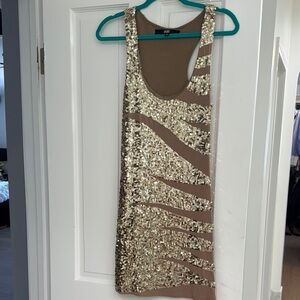 Blue Sequin Embellished Sleeveless Bodycon Mini Dress